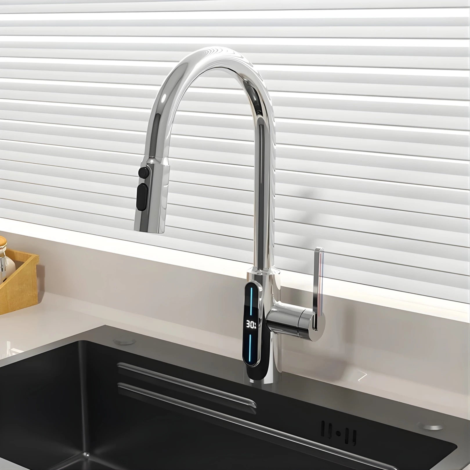 Kona Pull-Down Kitchen Tap With Temperature Display