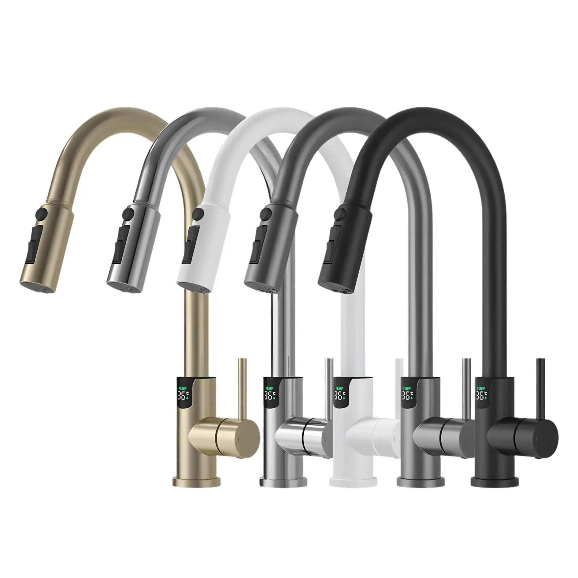 Mulle Pull-Down LED Temperature Display Kitchen Tap