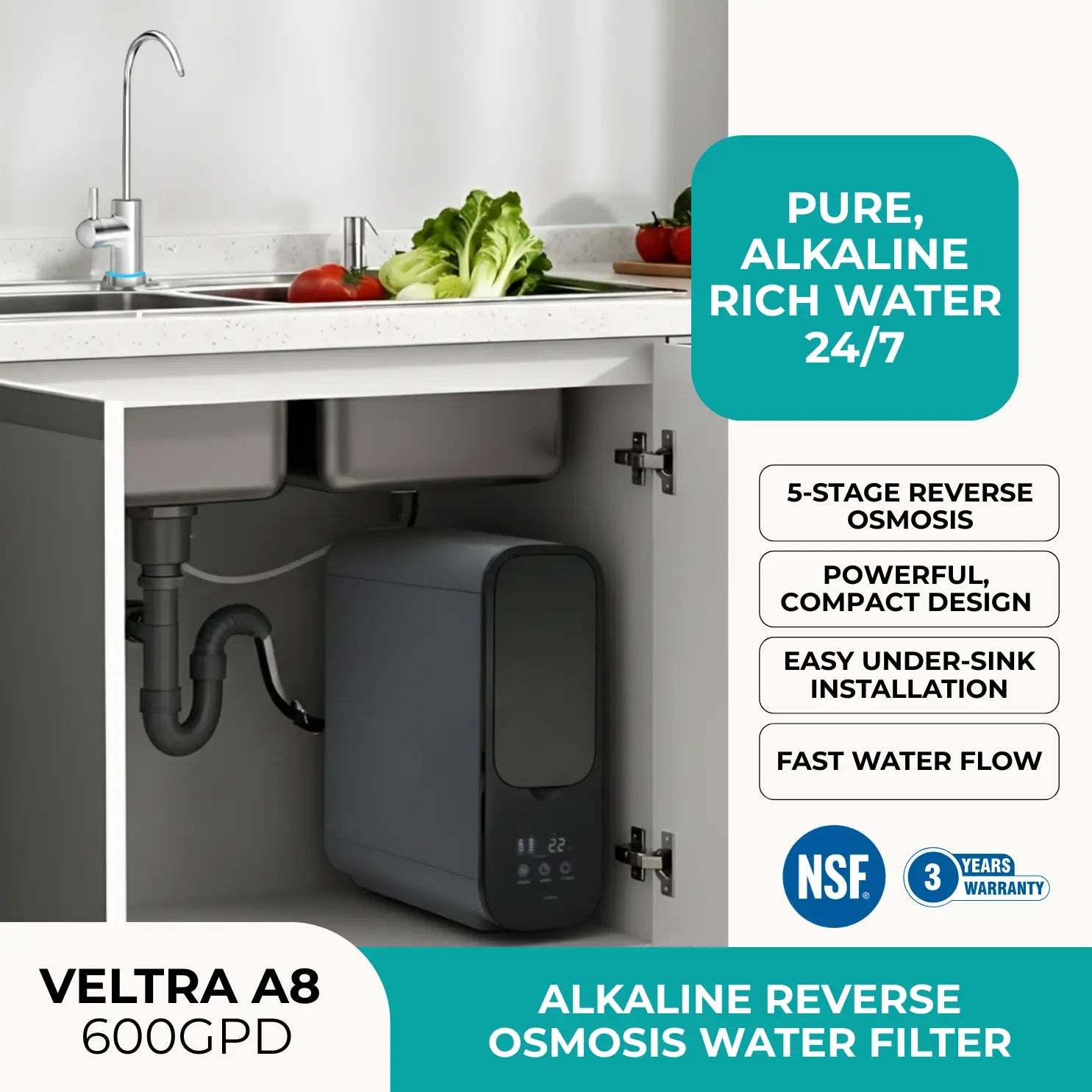 A8 Alkaline Reverse Osmosis Under-Sink Water Filter