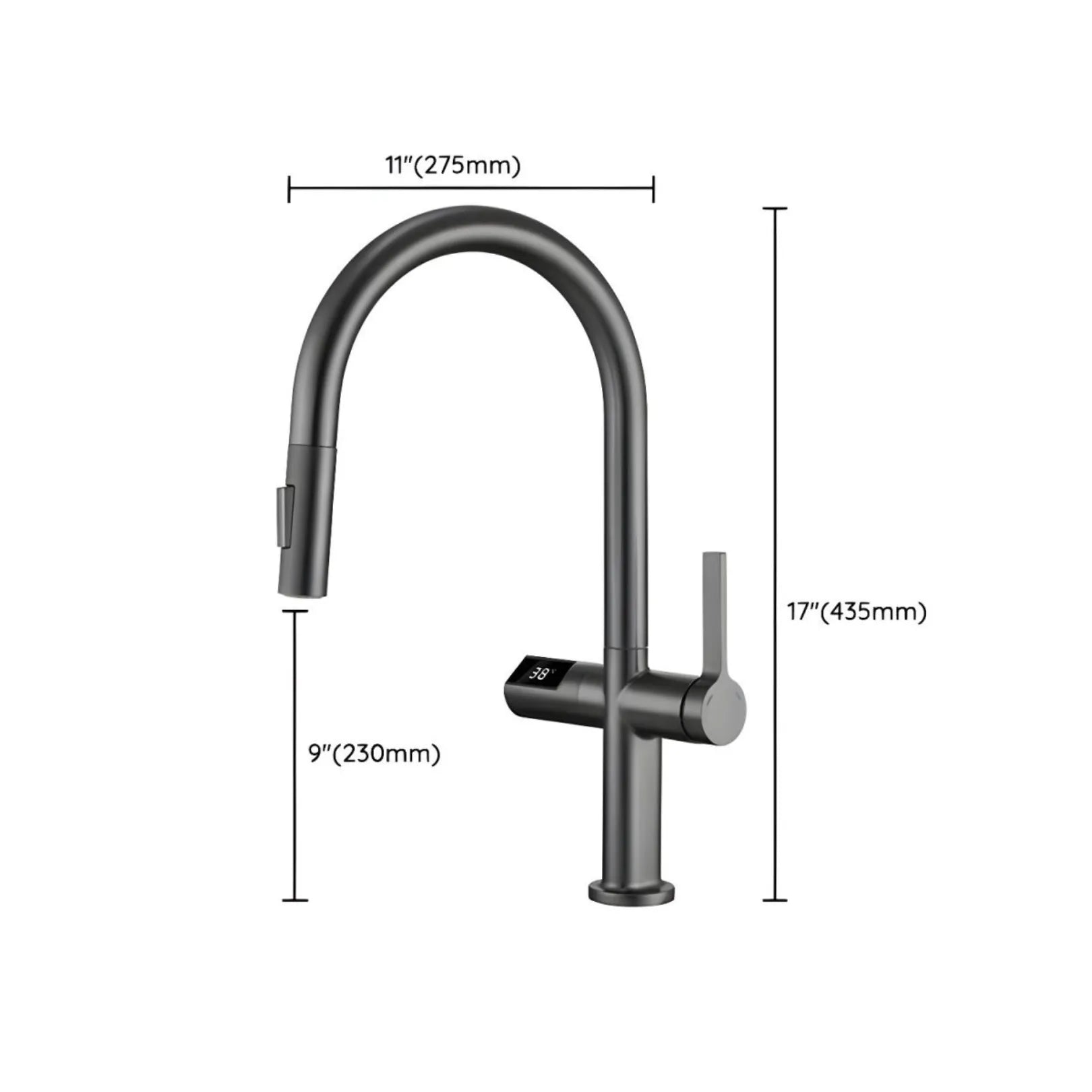 Tume Pull-Down Kitchen Tap with Temperature Display