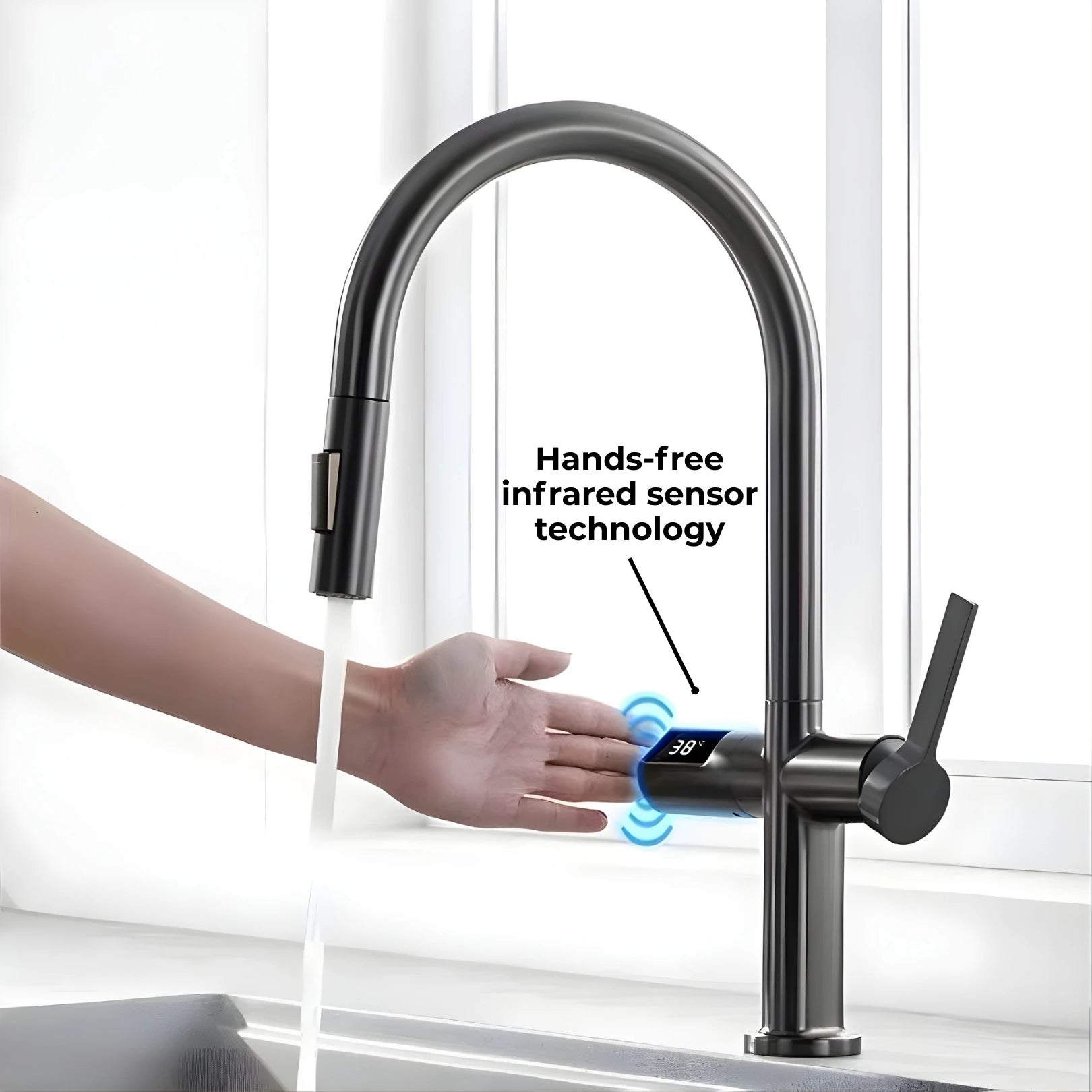 Tume Pull-Down Kitchen Tap with Temperature Display