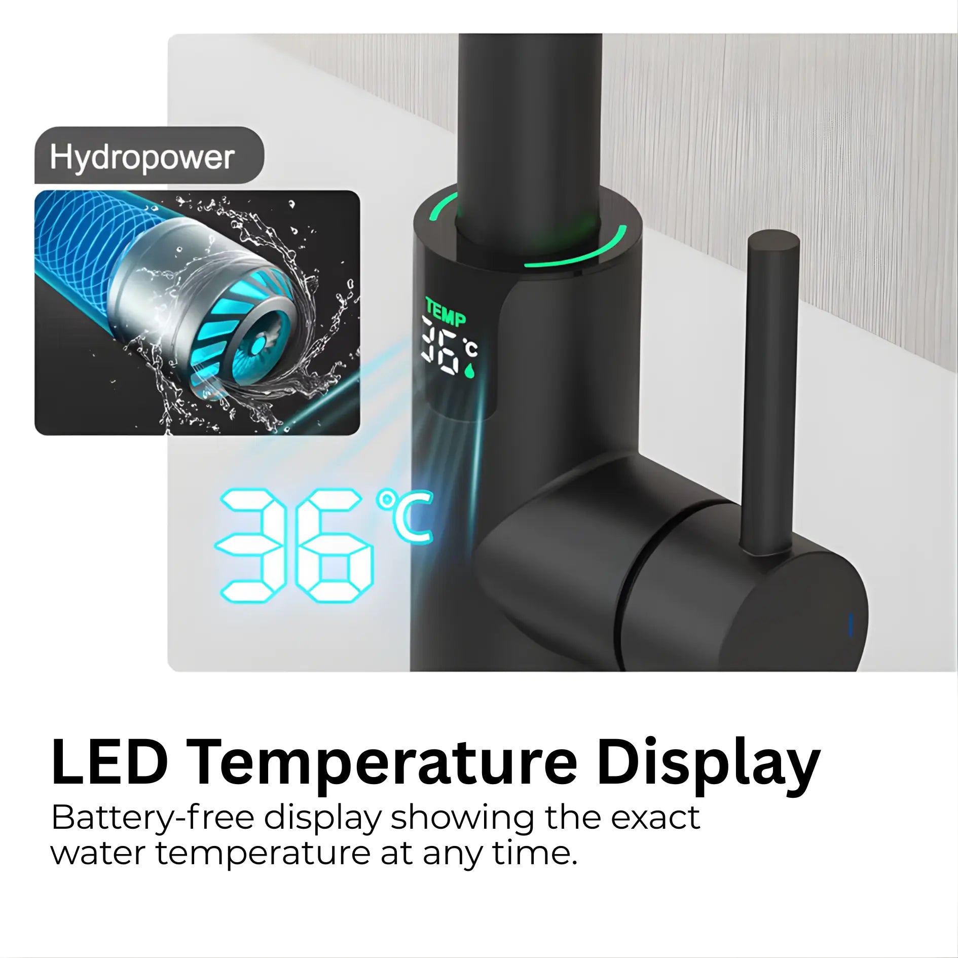 Mulle Pull-Down LED Temperature Display Kitchen Tap