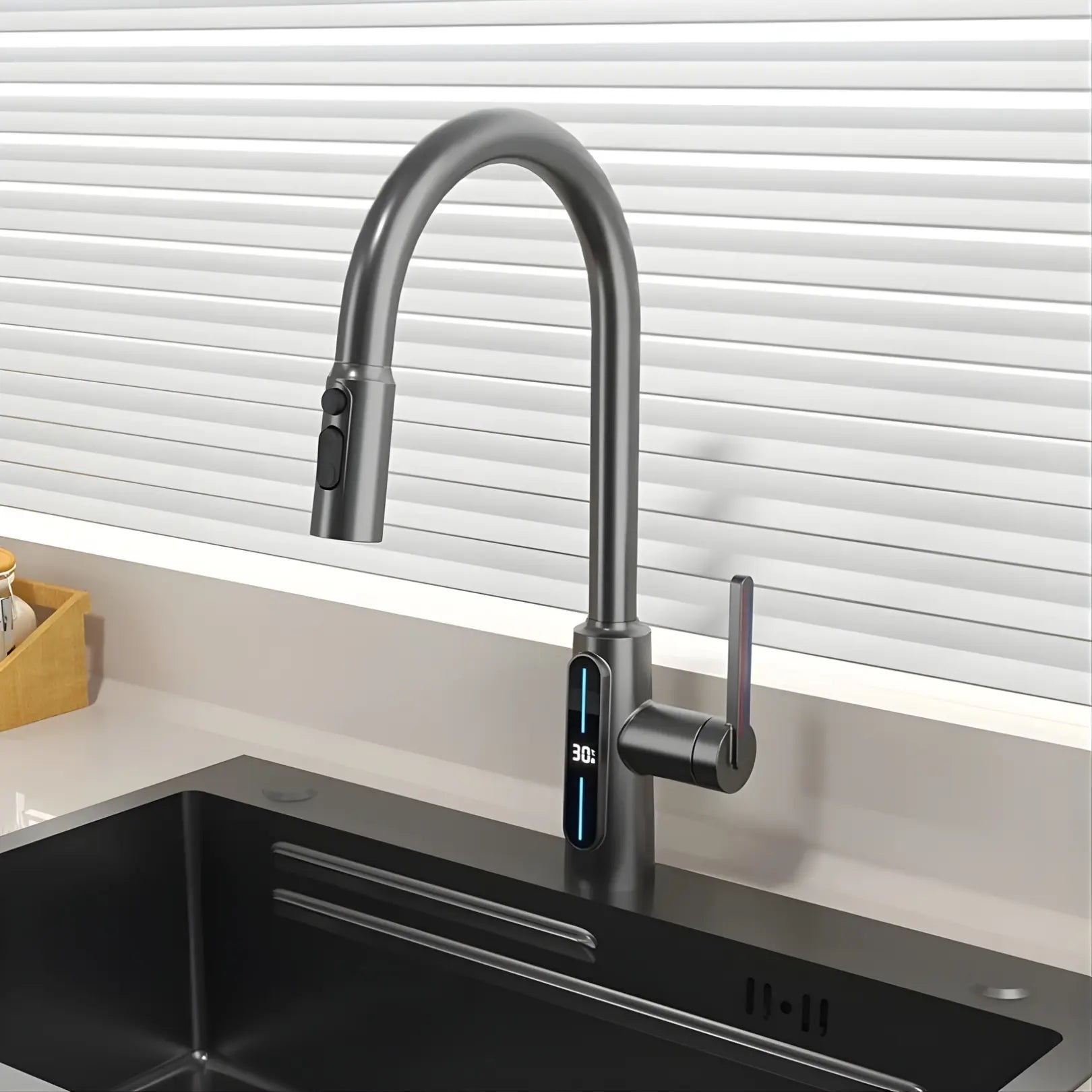 Kona Pull-Down Kitchen Tap With Temperature Display