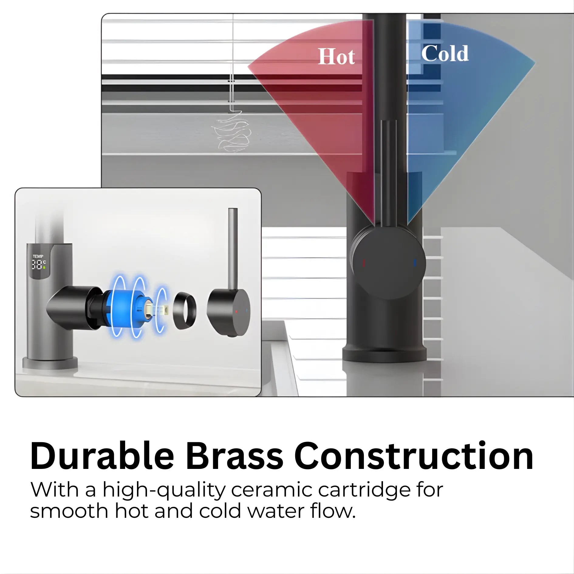 Mulle Pull-Down LED Temperature Display Kitchen Tap