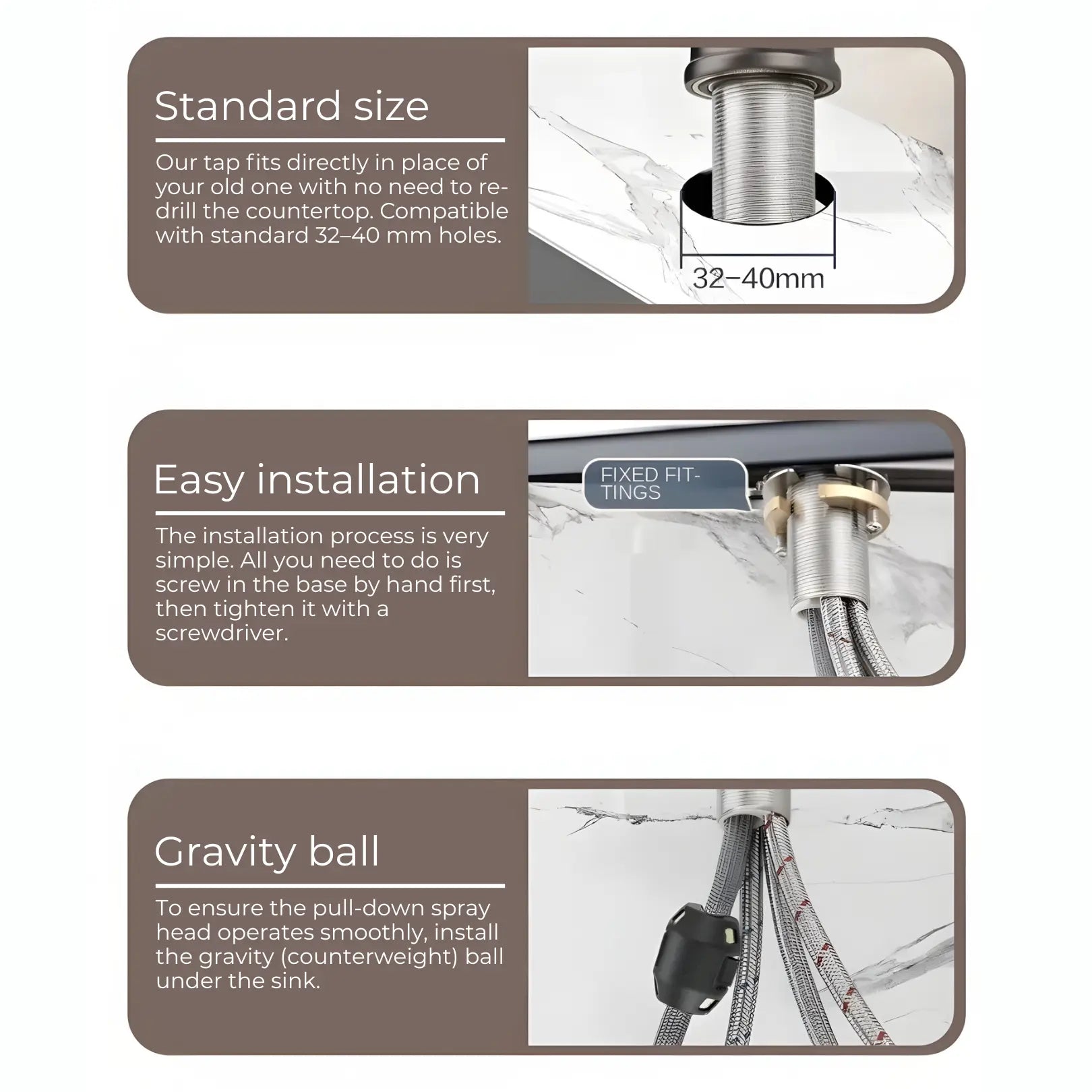 Kona Pull-Down Kitchen Tap With Temperature Display